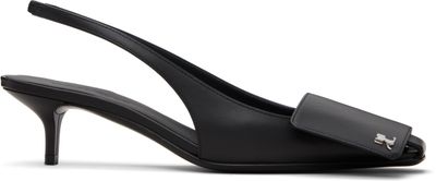 Courrèges Courrèges Black Fold Leather Slingback Heels