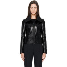 Courrèges Courrèges Black High Collar Croc-Embossed Vinyl Jacket