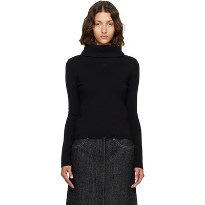 Courrèges Courrèges Black High Collar Merino Wool Sweater
