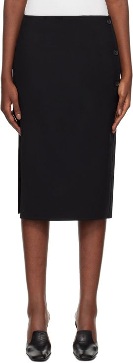 Courrèges Courrèges Black Oblique Tailored Midi Skirt