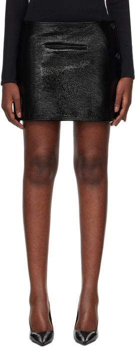Courrèges Courrèges Black Oblique Vinyl Miniskirt
