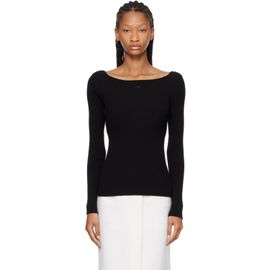 Courrèges Courrèges Black Square Neck Rib Knit Sweater