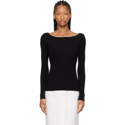 Courrèges Courrèges Black Square Neck Rib Knit Sweater