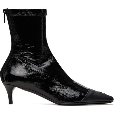 Courrèges Courrèges Black Vinyl Toe Cap Ankle Boots