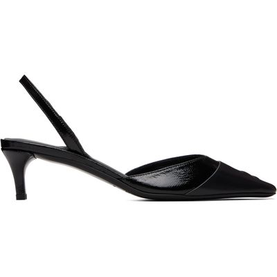 Courrèges Courrèges Black Vinyl Toe Cap Slingback Heels