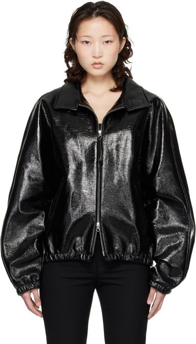 Courrèges Courrèges Black Vinyl Zipped Bomber Jacket