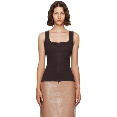 Courrèges Courrèges Brown 90s Rib Zipped Tank Top