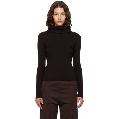 Courrèges Courrèges Brown High Collar Merino Wool Sweater