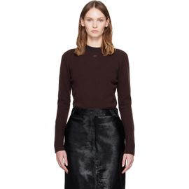 Courrèges Courrèges Brown Lambswool Fitted Crewneck Sweater