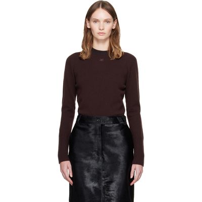Courrèges Courrèges Brown Lambswool Fitted Crewneck Sweater