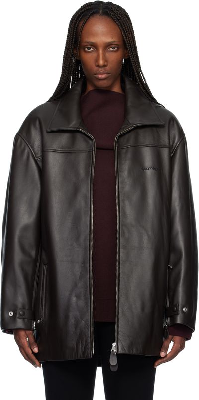 Courrèges Courrèges Brown Oversized Leather Jacket