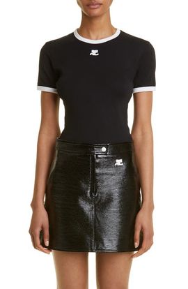 Courrèges Courrèges Bumpy Embroidered Logo Cotton T-Shirt