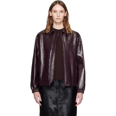 Courrèges Courrèges Burgundy Vinyl Bomber Jacket
