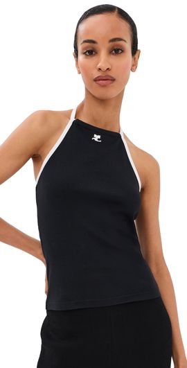 Courrèges Courrèges Contrast Tie-Back Tank Top BLACK/HERITAGE WHITE