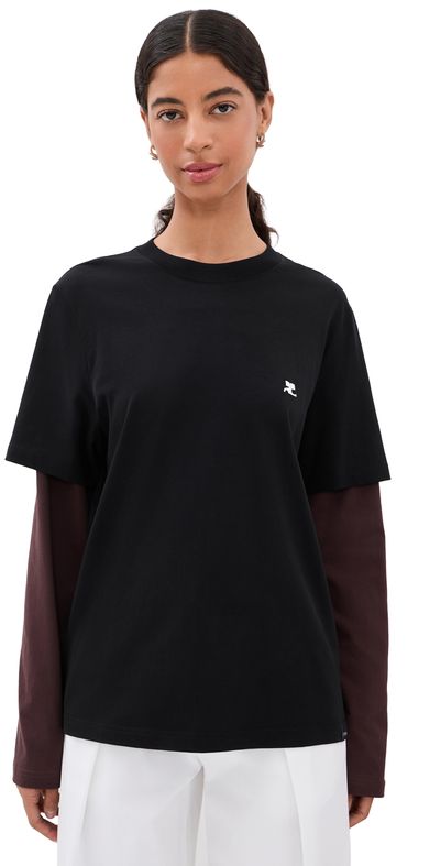 Courrèges Courrèges Double Sleeve T-Shirt Black/Burnt Red