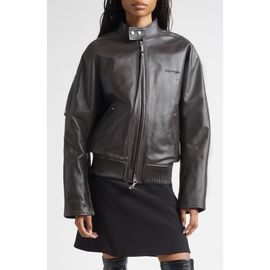 Courrèges Courrèges Embroidered Leather Bomber Jacket