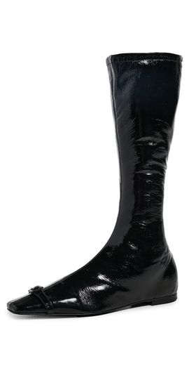 Courrèges Courrèges Flat Buckle Vinyl Boots Black