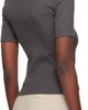 Courrèges Courrèges Gray Buttoned 90's Rib T-shirt - 3