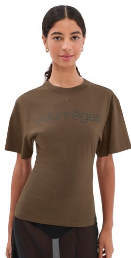 Courrèges Courrèges Logo Print Waisted T-Shirt SMOKY BROWN/BLACK