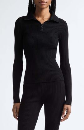 Courrèges Courrèges Mock Neck Half Zip Sweater