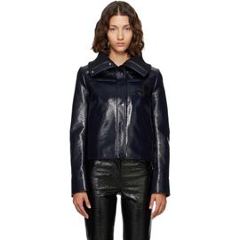Courrèges Courrèges Navy High Collar Vinyl Jacket