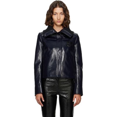 Courrèges Courrèges Navy High Collar Vinyl Jacket