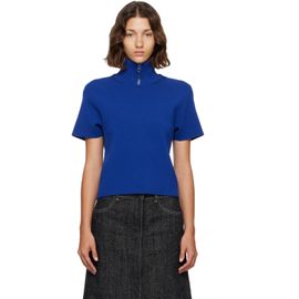 Courrèges Courrèges Navy Ribbed Collar Milano Knit Top