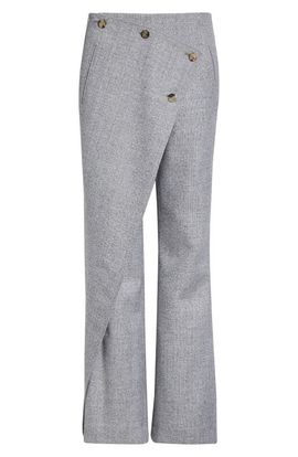 Courrèges Courrèges Oblique Caviar Asymmetric Wool Straight Leg Pants
