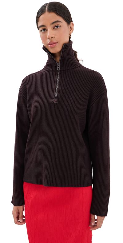 Courrèges Courrèges Ribbed Merino Wool Trucker Sweater Burnt Red