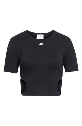Courrèges Courrèges Ribbon Cutout Crop Rib T-Shirt