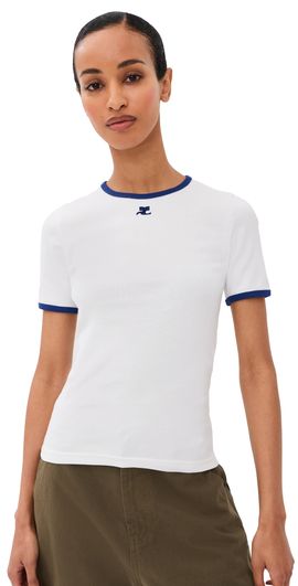 Courrèges Courrèges Signature Contrast T-Shirt HERITAGE WHT/MINERAL BLUE