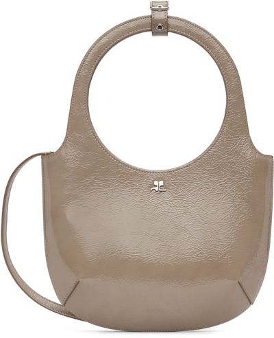 Courrèges Courrèges Taupe Holy Naplack Leather Bag