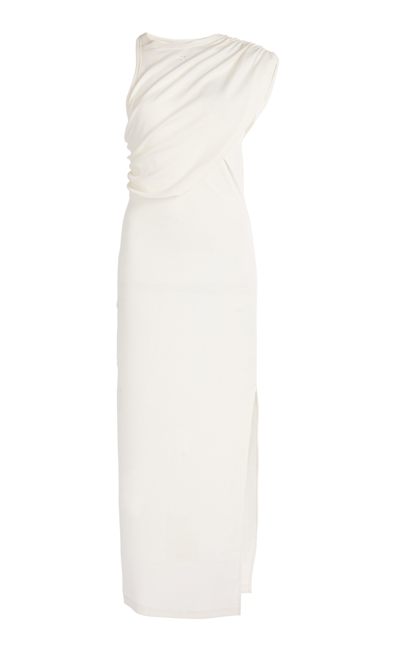 Courrèges Courrèges Twisted RibKnit Midi Dress White XS