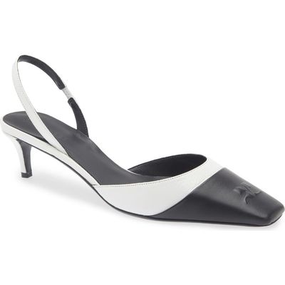 Courrèges Courrèges Two-Tone Kitten Heel Embossed Toe Slingback Pump
