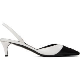 Courrèges Courrèges White & Black Vinyl Toe Cap Slingback Heels