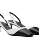 Courrèges Courrèges White & Black Vinyl Toe Cap Slingback Heels - 4