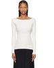 Courrèges Courrèges White Square Neck Rib Knit Sweater - 1