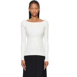 Courrèges Courrèges White Square Neck Rib Knit Sweater