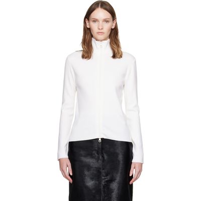 Courrèges Courrèges White Zipped Merino Wool Cardigan