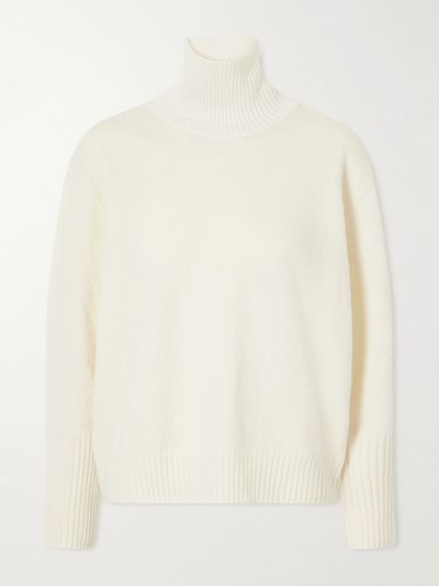 COURRÈGES Logo-embroidered ribbed-knit wool sweater