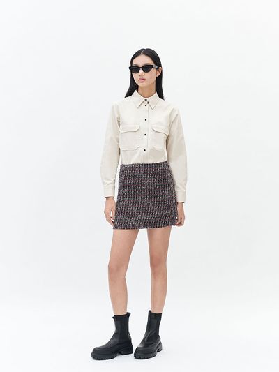 COURRI Holly Tweed Mini Skirt_Red