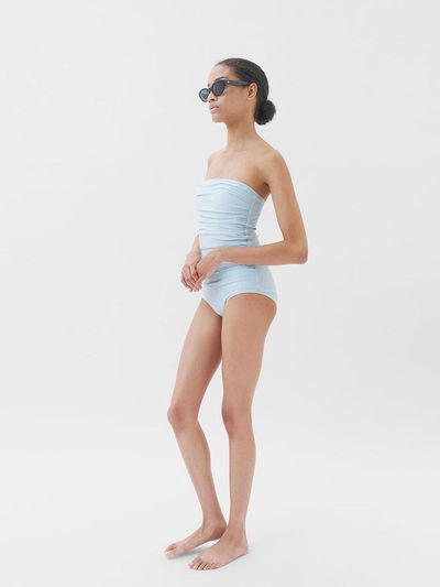 COURRI Powder Blue June Seersucker Simple Swimsuit