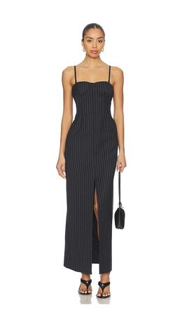 Courtney Zheng Courtney Zheng Chalkstripe Wool Bustier Dress