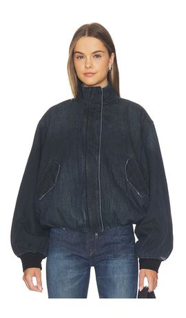 Courtney Zheng Courtney Zheng Cropped Denim Bomber Jacket