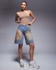 Courtside Courtside carpenter denim jorts in distressed dirty brown wash - 1