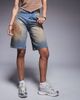 Courtside Courtside carpenter denim jorts in distressed dirty brown wash - 2