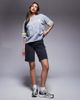 Courtside Courtside carpenter denim jorts with back pocket embroidery in washed black - 1