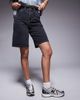 Courtside Courtside carpenter denim jorts with back pocket embroidery in washed black - 2