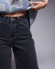 Courtside Courtside carpenter denim jorts with back pocket embroidery in washed black - 3