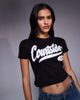 Courtside Courtside cropped baby t-shirt in washed black with collegiate logo print - 1
